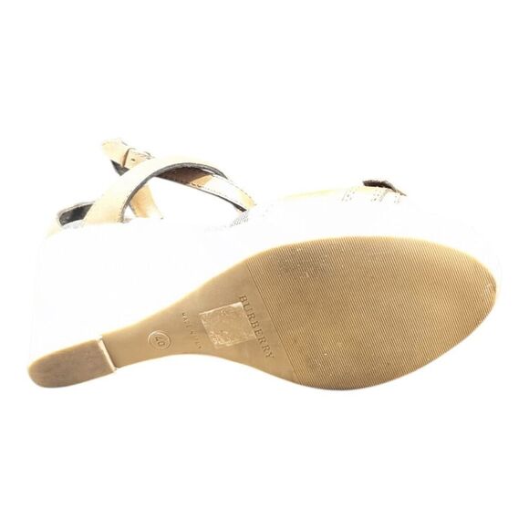 BURBERRY Nova Check Canvas/Leather Espadrille Wedge Sandals Size 40 - Picture 9 of 9